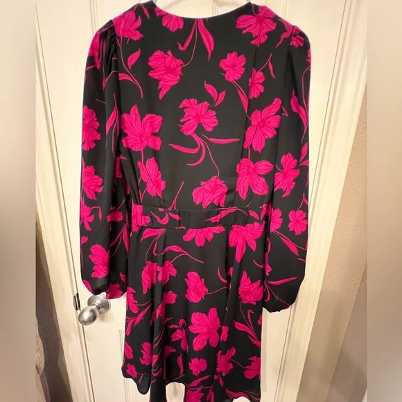 NWT Banana Republic 6P dress, black and pink floral - Picture 3 of 8
